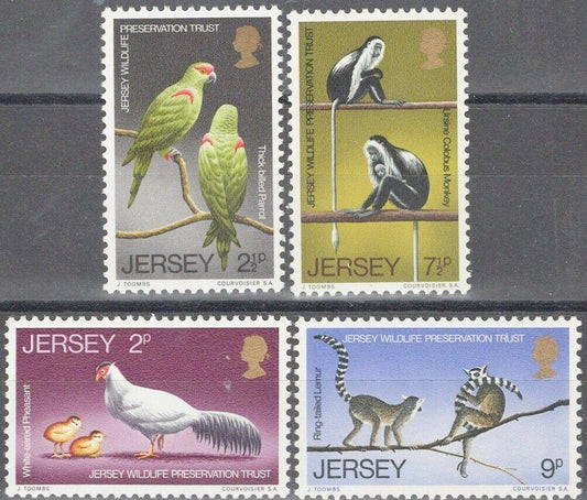 ZAYIX Great Britain - Jersey 49-52 MNH Wildlife Birds Monkeys Animals Lemurs