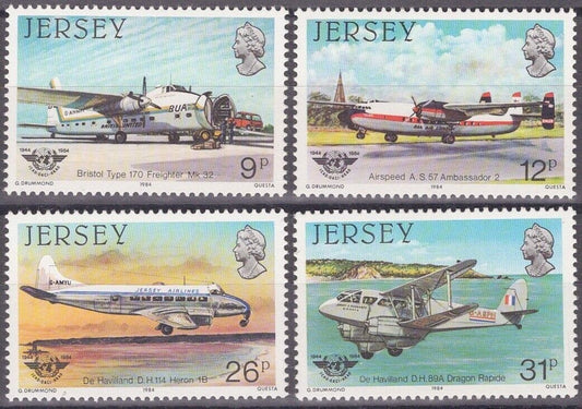 ZAYIX Great Britain - Jersey 336-339 MNH Planes Intl. Civil Aviation