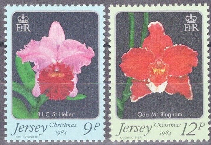 ZAYIX Great Britain - Jersey 346-347 MNH Christmas Flowers Orchids