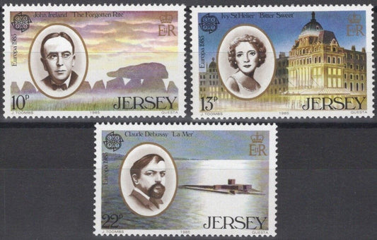 ZAYIX Great Britain - Jersey 353-355 MNH Europa Composer Performing Arts Actress