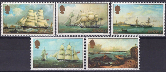 ZAYIX Great Britain - Jersey 348-352 MNH Ship Paintings Artist Philip Ouless