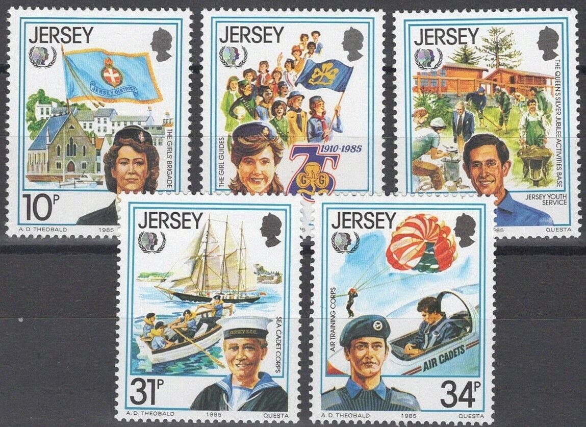 ZAYIX Great Britain - Jersey 356-360 MNH Intl. Youth Year Girl Guides