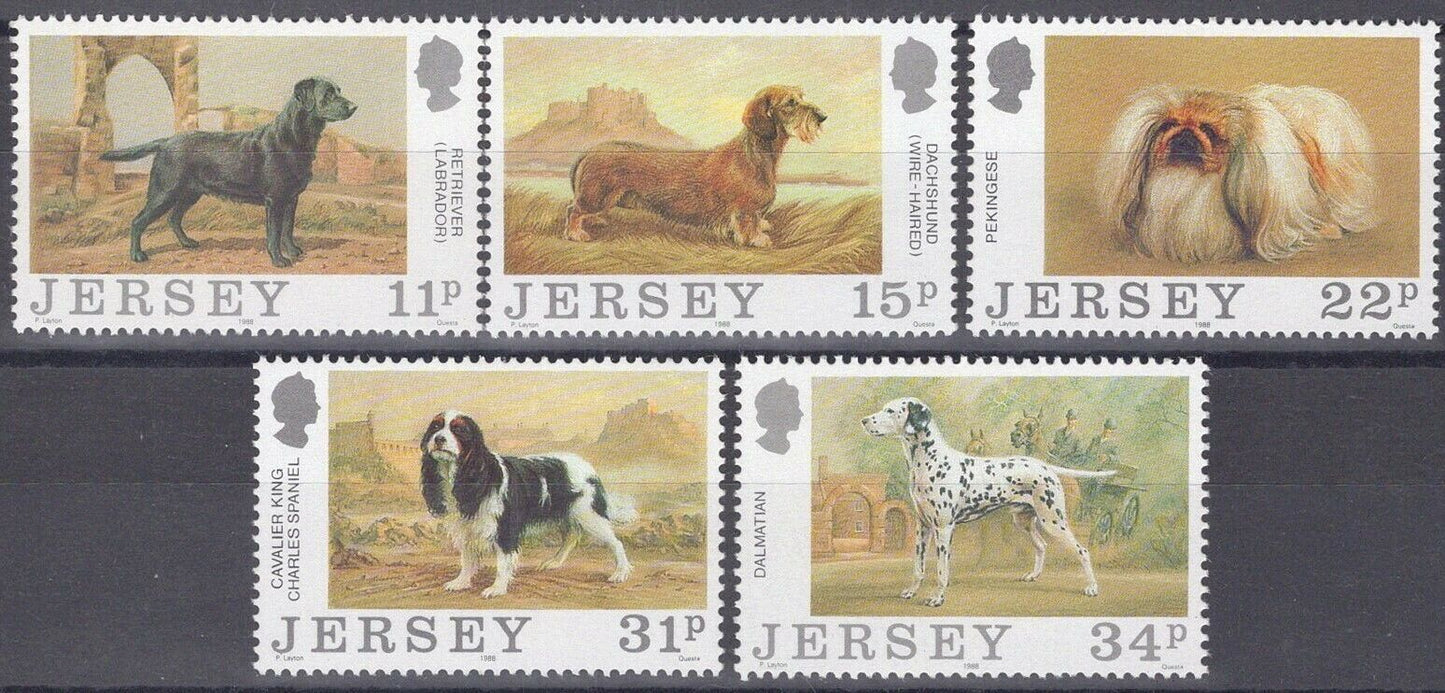 ZAYIX Great Britain - Jersey 447-451 MNH Jersey Dog Club Animals Lab Dachshund