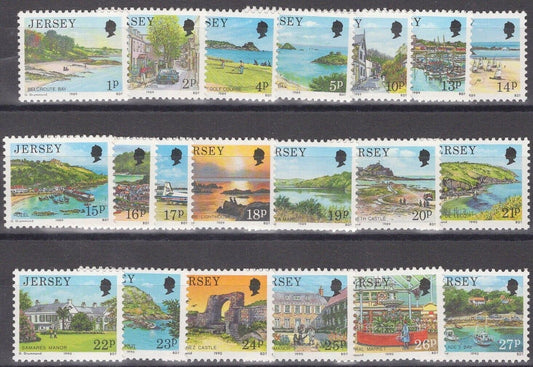 ZAYIX Great Britain - Jersey 477-500 MNH Ships Planes Castles Scenic Views