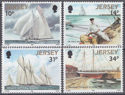 ZAYIX Great Britain - Jersey 414-417 MNH Racing Schooner Sailing Ships