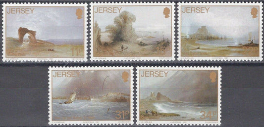 ZAYIX Great Britain - Jersey 437-441 MNH XMAS Paintings Castle Fort Landscape