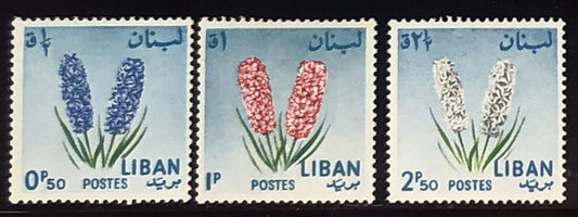 ZAYIX 1964 Lebanon 418-420 MLH - Flowers - Hyacinth