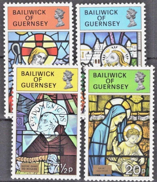 ZAYIX Great Britain Guernsey 86-89 MNH Saints Stained Glass Christmas 011022S05M