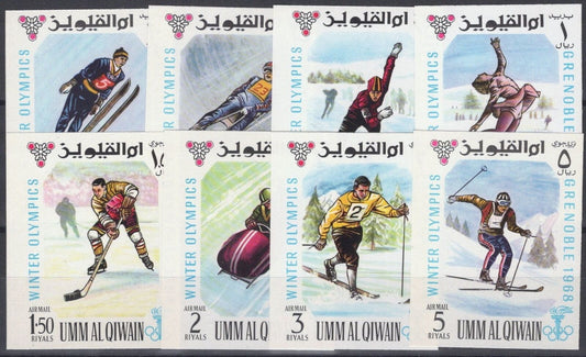 ZAYIX Umm Al Qiwain UAE MI 233B-240B MNH IMPF Winter Olympics Skiing Sports