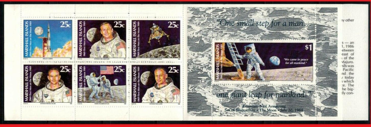 ZAYIX - 1989 Marshall Islands 238a - Apollo / Moon Landing Booklet MNH