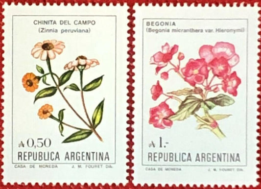 ZAYIX 1985 Argentina 1523-1524 MNH Plants Nature Daisy Begonia Flowers 0719SN02M
