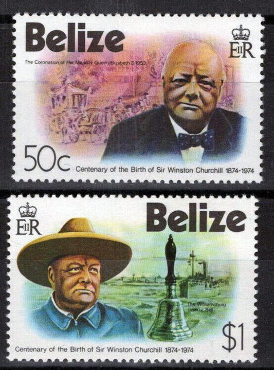 ZAYIX Belize 363-364 MNH Sir Winston Churchill Liberty Bell 082322S237