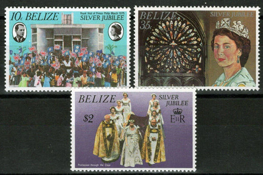 ZAYIX Belize 383-385 MNH Royalty Queen Rose Window Bishops 082322S239