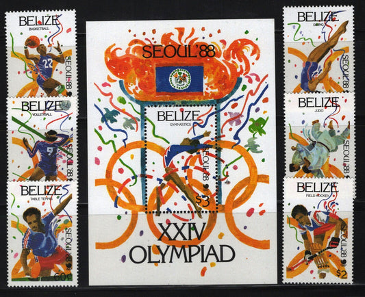 ZAYIX Belize 899-905 MNH Summer Olympics Sports Basketball Volleyball 083022S02