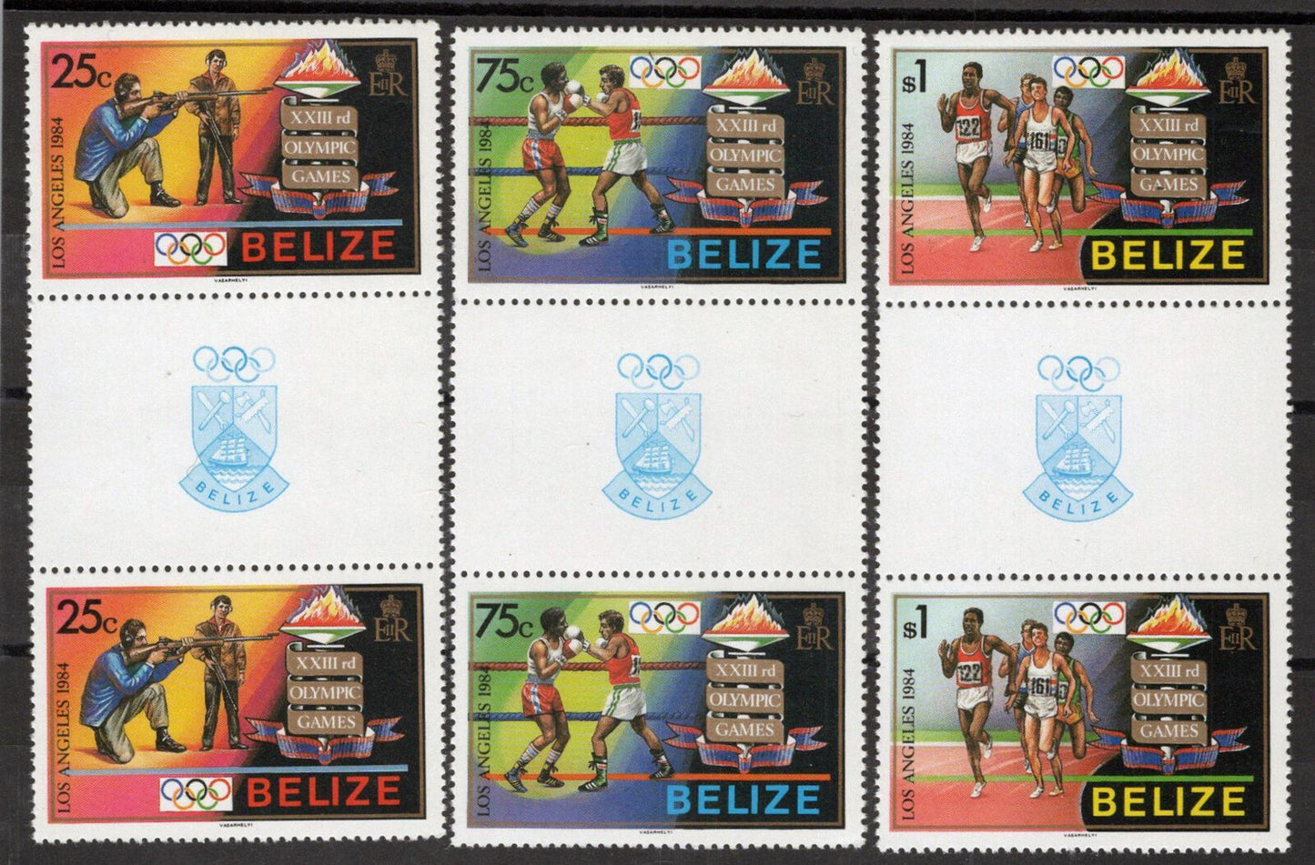 Belize  717-719 MNH Pairs Olympics Sports Boxing Bicycling 083022S99