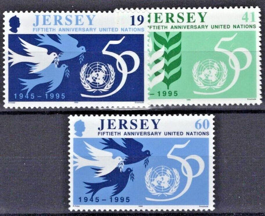 ZAYIX Great Britain Jersey 736-739 MNH UN 50th Anniversary Doves Birds 020722S20