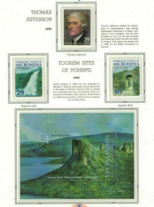 1993 Micronesia MNH CollectionThomas Jefferson, Pohnpei rainforest, Tourism