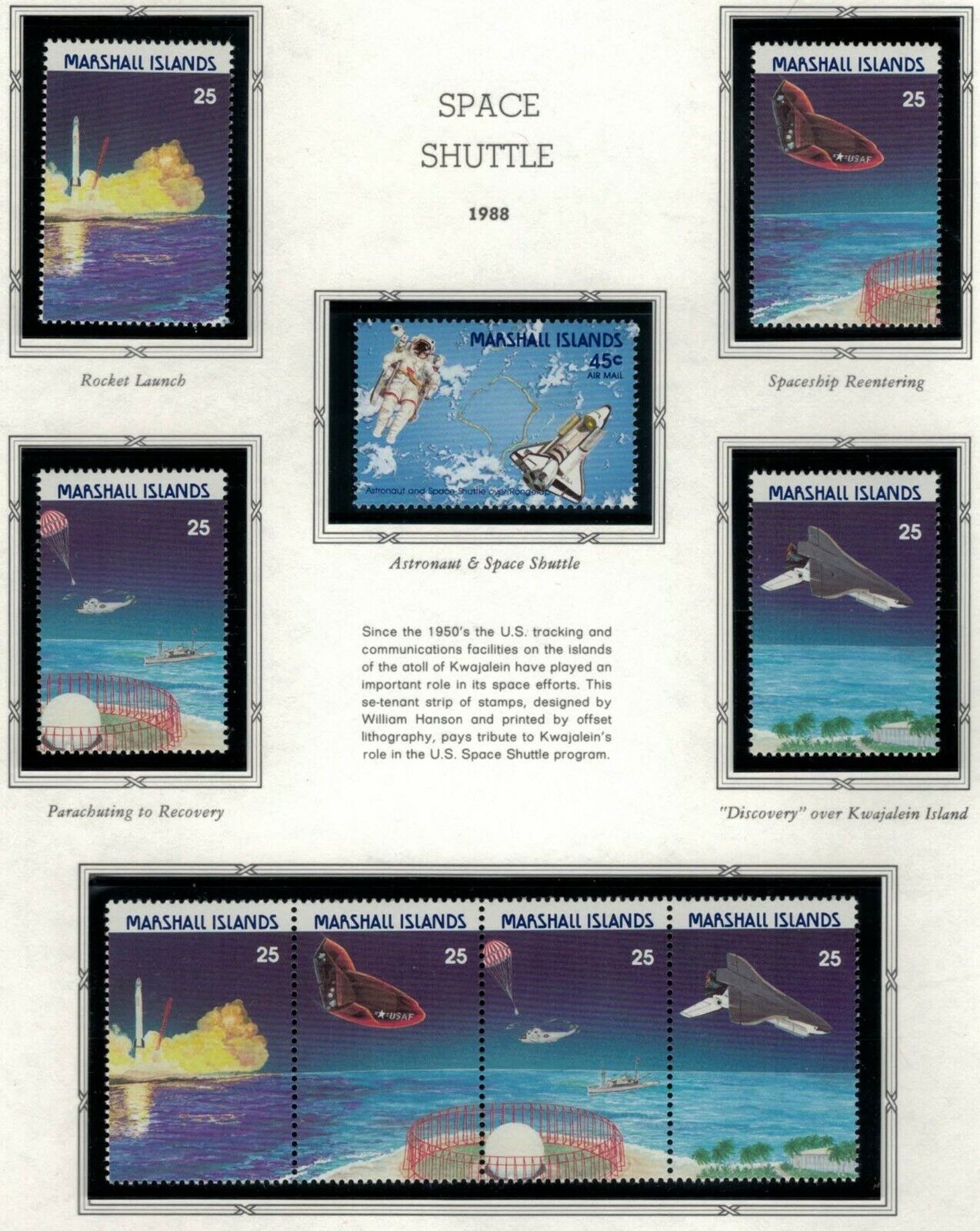 ZAYIX - 1988 Marshall Islands #205-208a  MNH - Space Shuttle - Rocket Launch