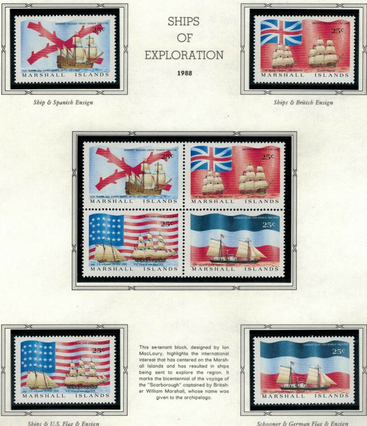 ZAYIX - 1988 Marshall Islands #191-194a - MNH - Ships of Exploration