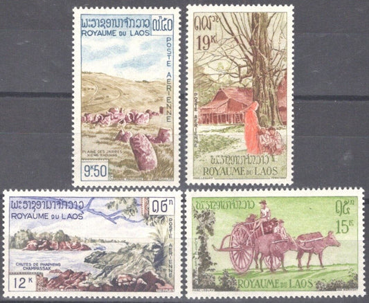 ZAYIX Laos C35-C38 MNH Air Post Tourism Papheng Falls Buddhist Monk 101922S94