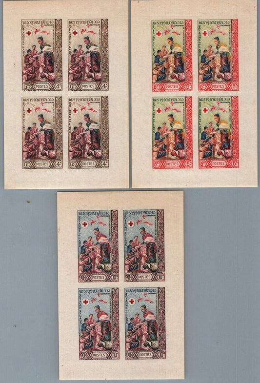 ZAYIX Laos 85-87 MNH Imperf Sheets Royalty Queen Khamphouy Red Cross 110422SM15