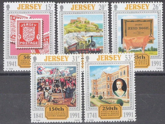 ZAYIX Great Britain Jersey 563-567 MNH Occupation Railroad Medical 042922-SM126M