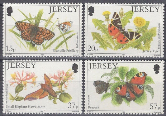 ZAYIX Great Britain Jersey 568-571 MNH Insects Butterflies Moths 042922-SM127M