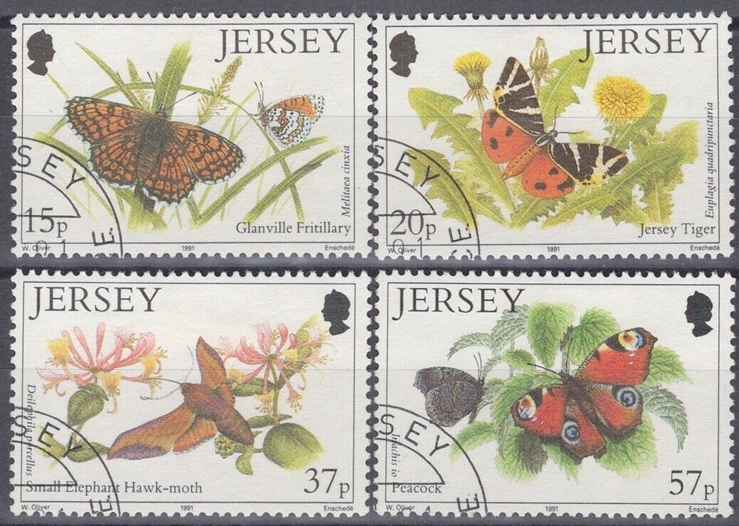 ZAYIX Great Britain Jersey 568-571 CTO Insects Butterflies Moths 042922-SM133