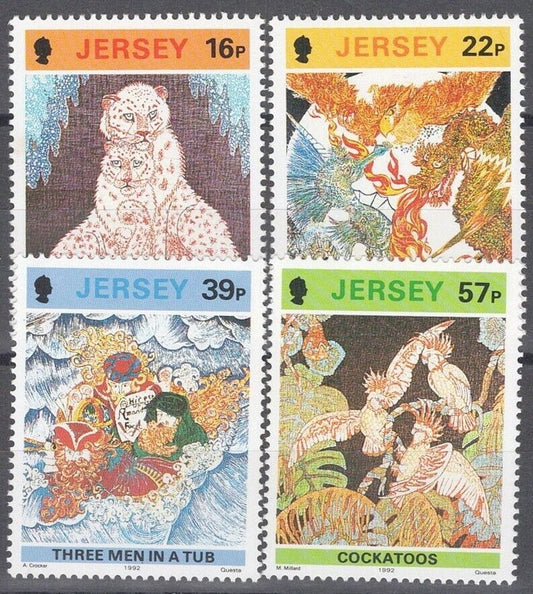 ZAYIX Great Britain Jersey 600-603 MNH Batik Art Snow Leopards 042922-SM146M