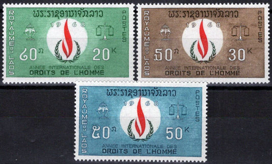 Laos 160-162 MNH Human Rights Flame