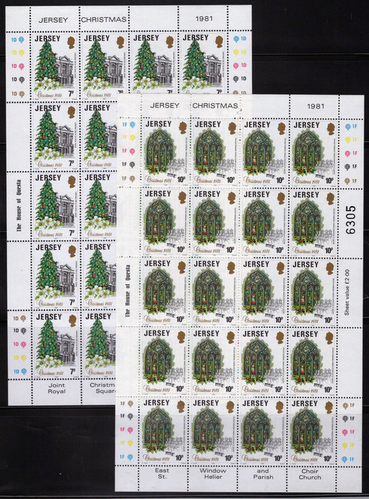 ZAYIX Jersey 282-284 MNH Christmas Sheets Horses Trees Stained Glass 110422SL07