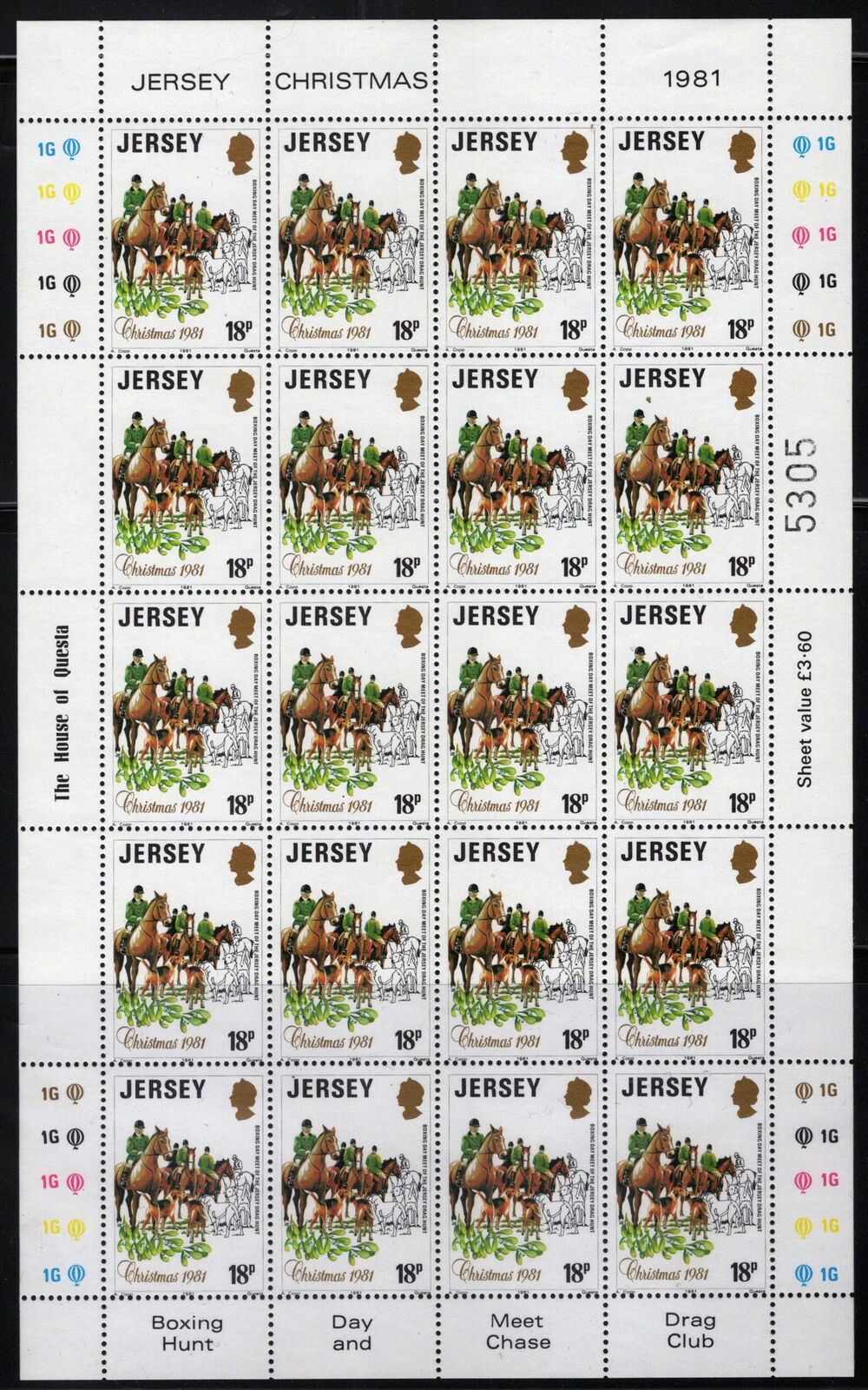 Jersey 282-284 MNH Christmas Sheets Horses Trees Stained Glass 110422SL07