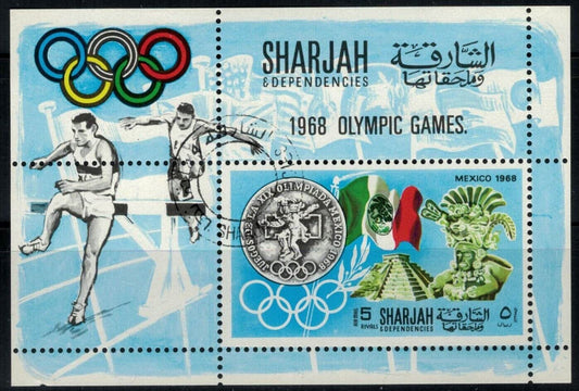 ZAYIX Sharjah UAE Mi Block 41A CTO 1968 Summer Olympic Games Mexico 030322-SM48