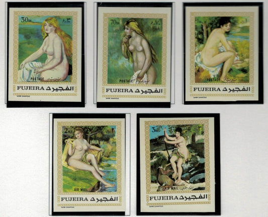 ZAYIX Fujeira UAE Mi 662-666B MNH Impf Art Nudes Renoir Paintings 030222-S44