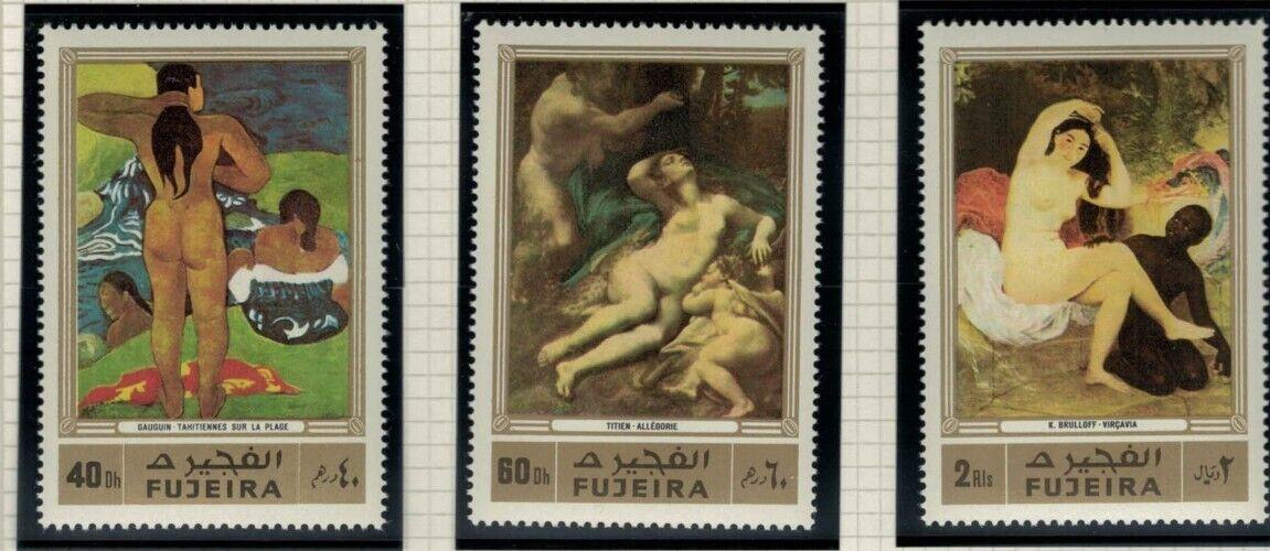 ZAYIX Fujeira UAE Mi 1006-1010A, B 106A MNH Perf Art  Nudes Paintings 022522SM84
