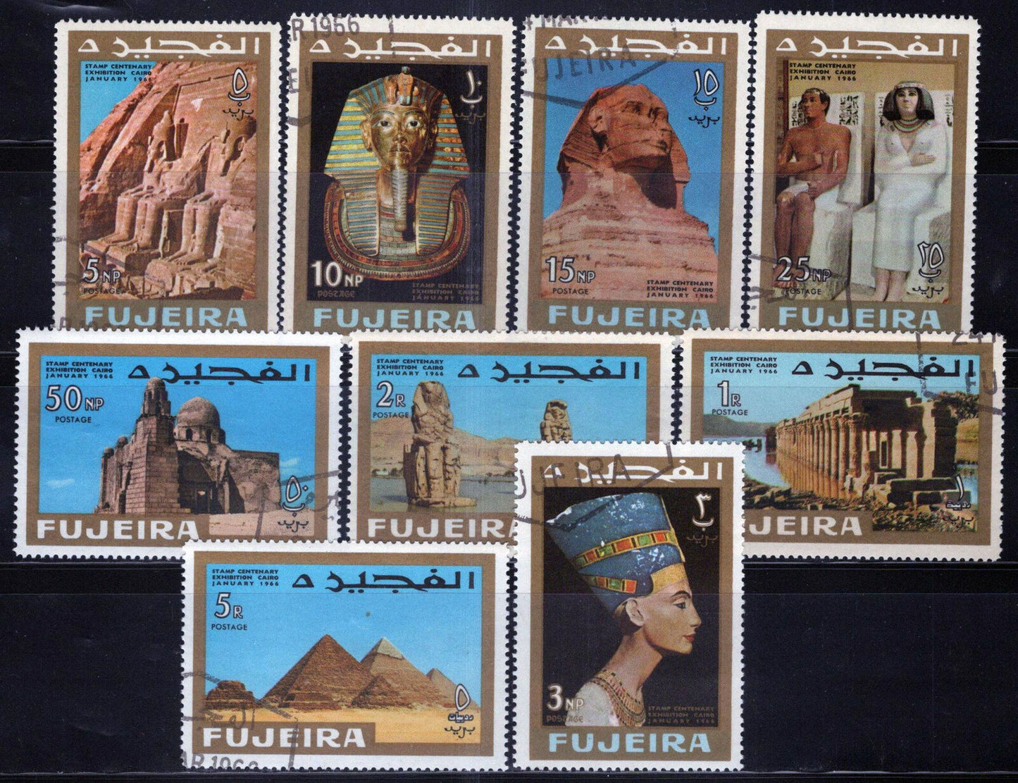 ZAYIX Fujeira 49-57 A CTO Egyptian Postage Stamps Archaeology 013123S35
