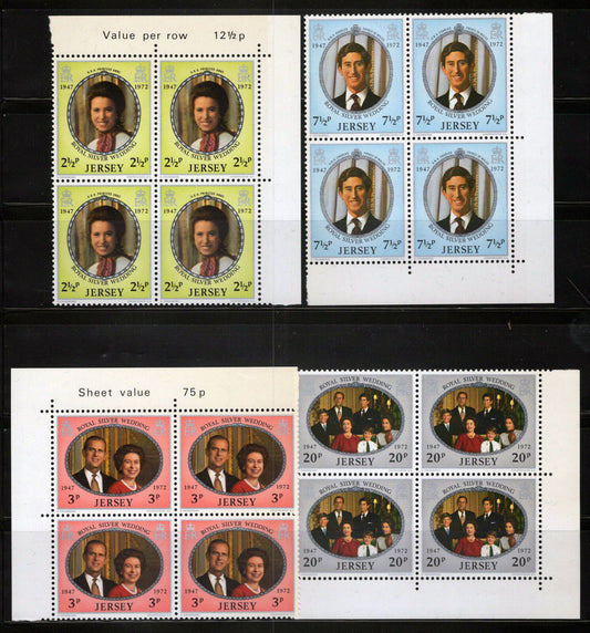 ZAYIX Jersey 73-76 MNH Corner Blocks Royal Silver Wedding 121022SM165