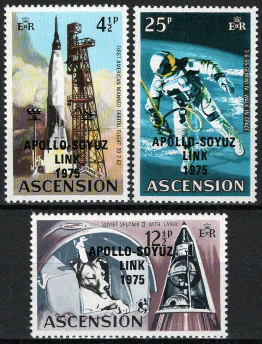 ZAYIX Ascension 189-191 MNH Ovpt Space Rocket Astronaut Apollo Soyuz 021423S69
