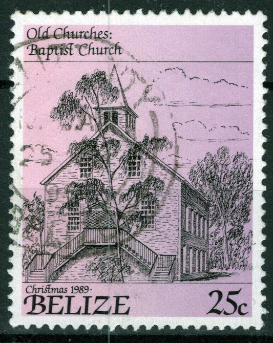ZAYIX - Belize 428 postally used - 25c Baptist Church - Old Churches 020123S41