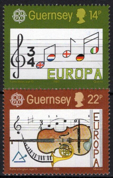 ZAYIX Guernsey 214-215 MNH Europa Cept Music Staff Flags Instruments 021423S168M
