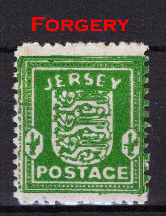 ZAYIX Great Britain - Jersey N1 VLH FORGERY 1/2p green occupation 032722SO1