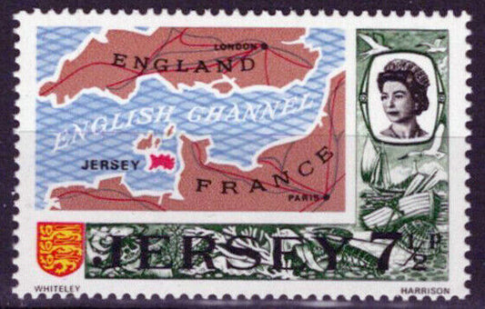 ZAYIX Great Britain - Jersey 44 MNH 7 1/2p Map of English Channel 033023S03