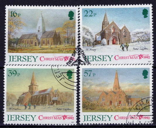 ZAYIX Great Britain - Jersey 610-613 used Parish Churches Architecture 033023S08