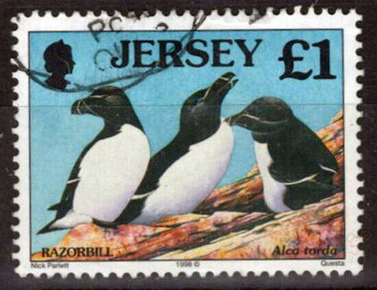 ZAYIX Great Britain - Jersey 832 used L1 Razorbill Birds Definitive 033023S20