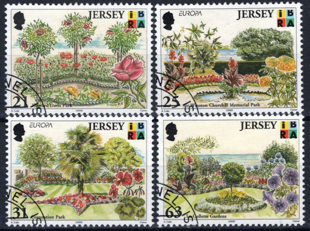 ZAYIX Great Britain Jersey 897-900 Used Philatelic Expo Garden Flowers 033023S18