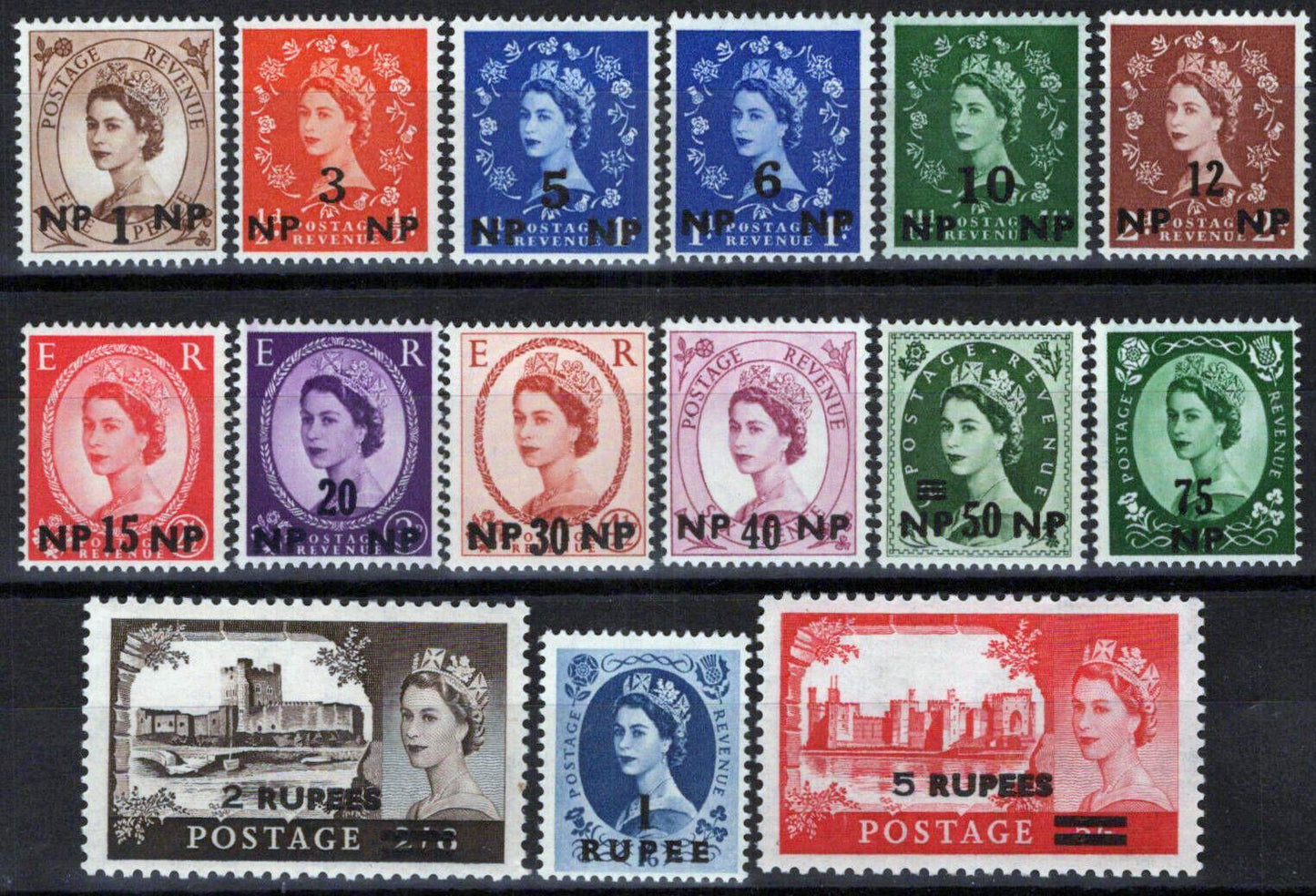 ZAYIX 1960-1961 Oman 79-93 MNH Surcharges on Great Britain Definitives 032723S56