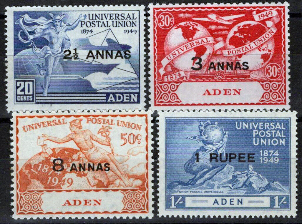 ZAYIX 1949 Aden 32-35 MNH Universal Postal Union surcharge new values 033023S150