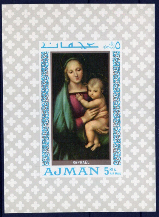 ZAYIX Ajman Block 66 MNH Imperf Painting Artist Raphael Madonna 041623S82