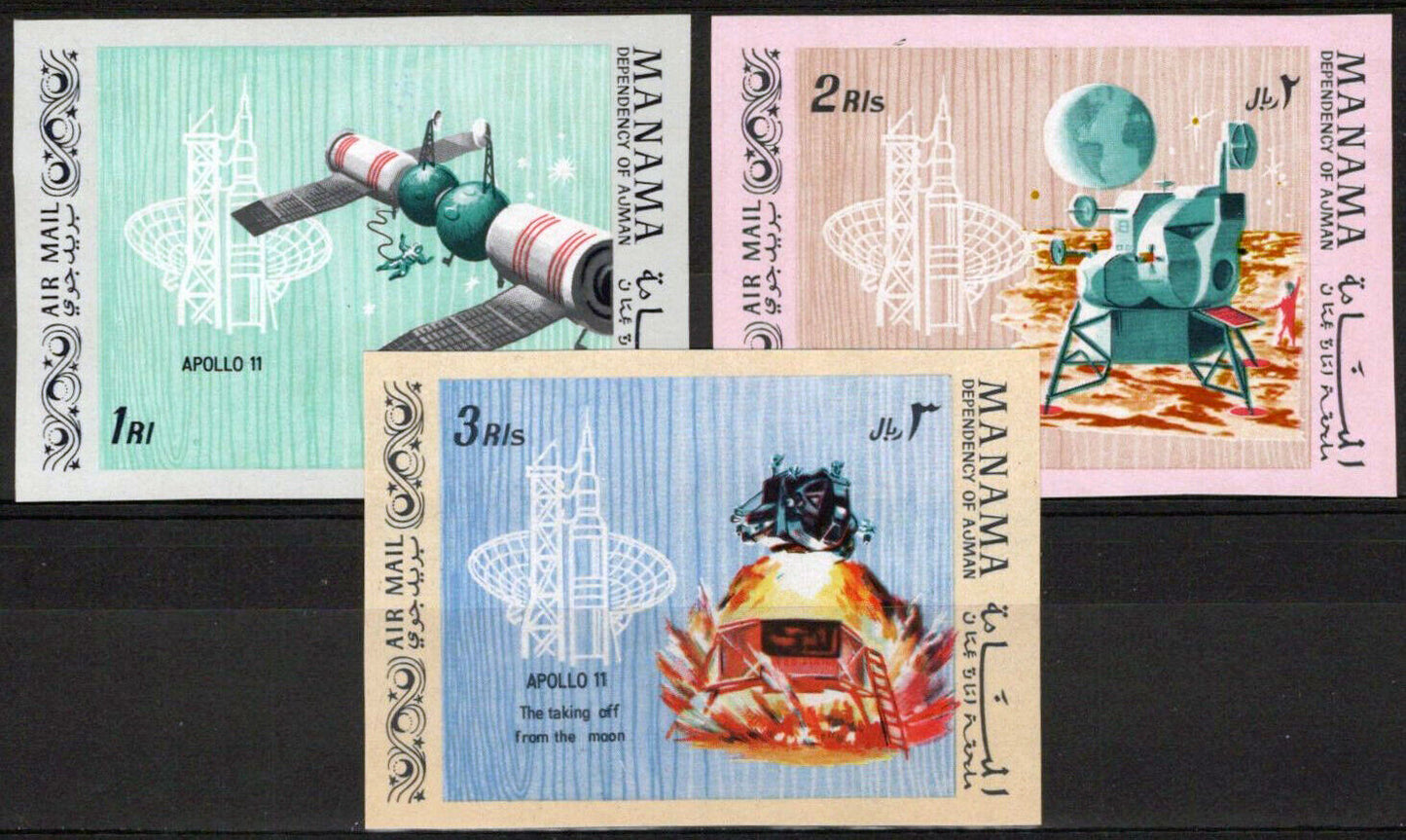 ZAYIX Ajman Manama 213 B-215 B MNH Imperf Space Landing on Moon 041623S70