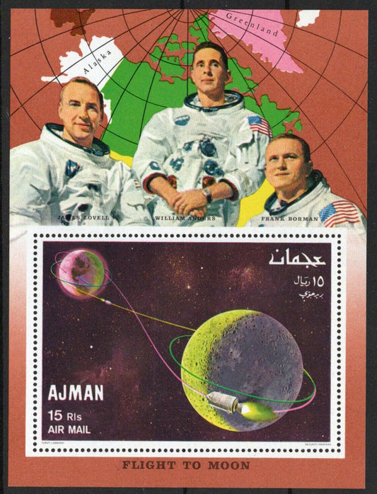 ZAYIX Ajman Block 68 A MNH Space Flight to Moon Astronauts 030523SM60